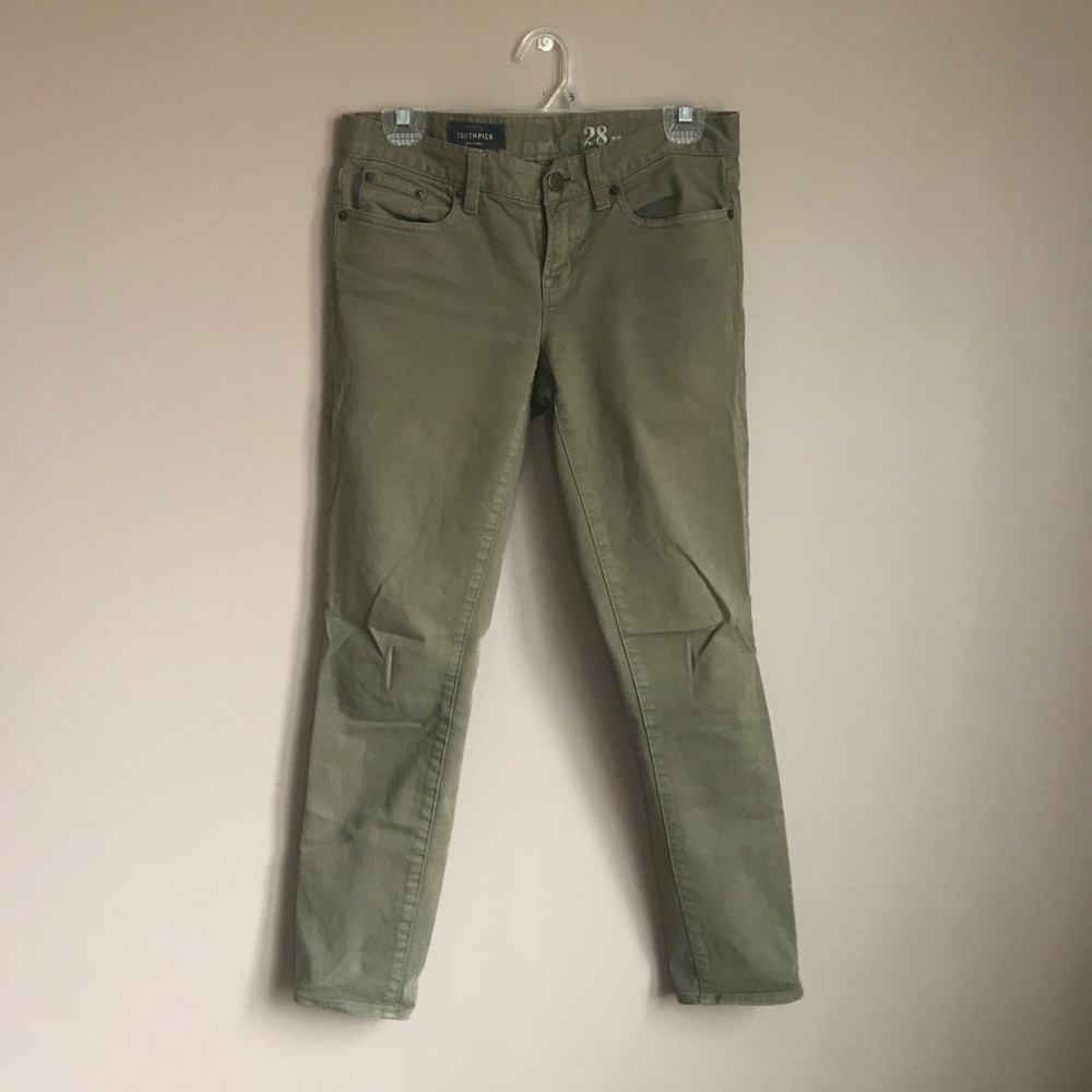 J Crew olive green Toothpick jeans - size 28 ankle